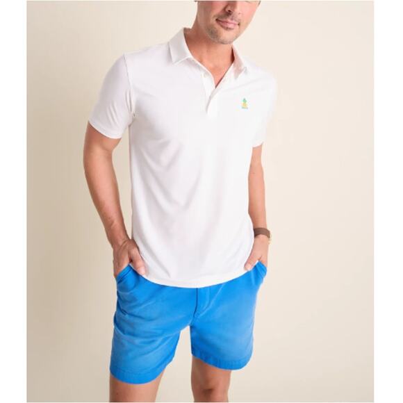 NEW CHUBBIES Men's White The Complete Outfit 2.0 Performance Polo Shirt Size L - Picture 1 of 7
